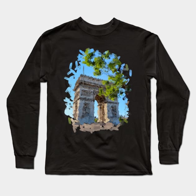 Arch of Triumph oil painting Long Sleeve T-Shirt by DigitPaint